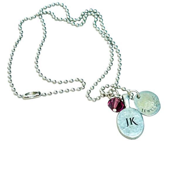 Jewel Kade Monogram E Music Note Silver Tone Ball Chain Charm Necklace - Picture 5 of 6
